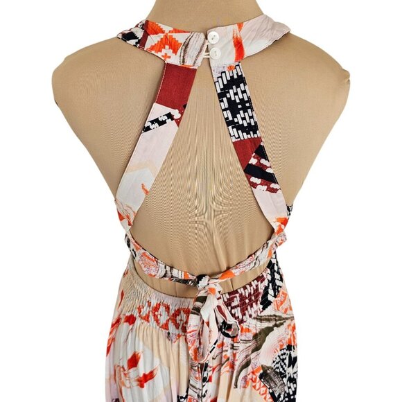 Abel The Label Open Back Orange Black Color Summer Dress Sz S - Picture 7 of 12